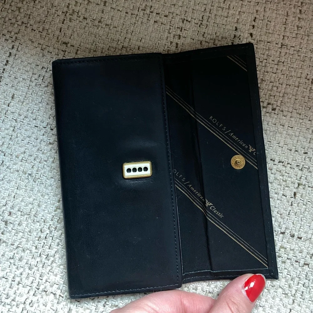 VTG Rolfs Black Leather Floral Wallet - Picture 3 of 12